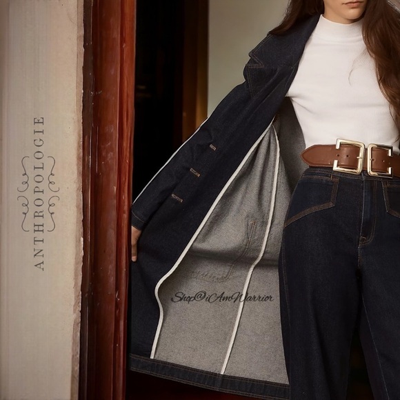 Anthropologie Pilcro NWT dark wash denim trench coat *shop@iamwarrior - Picture 5 of 14